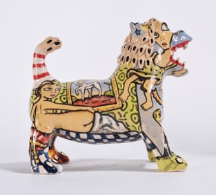 Stacy Lambert Folk Pottery Lion
