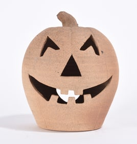 Folk Pottery Jack-o-lantern signed DB