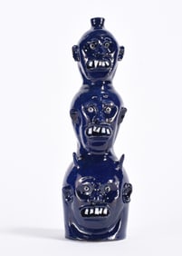 Marvin Bailey Blue Totem Face Jug