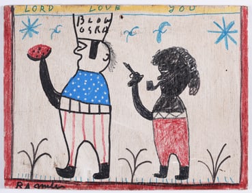 RA Miller Folk Art Drawing on Wood