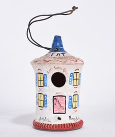Benny Carter Folk Painted Pottery Bird House