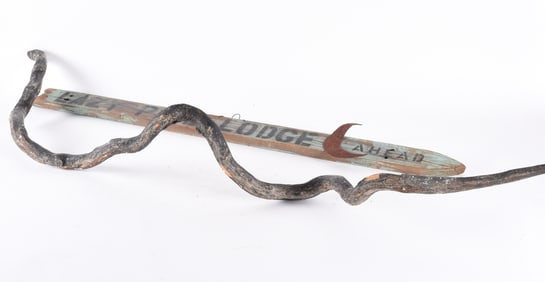 Folk Carved Snake and Sign