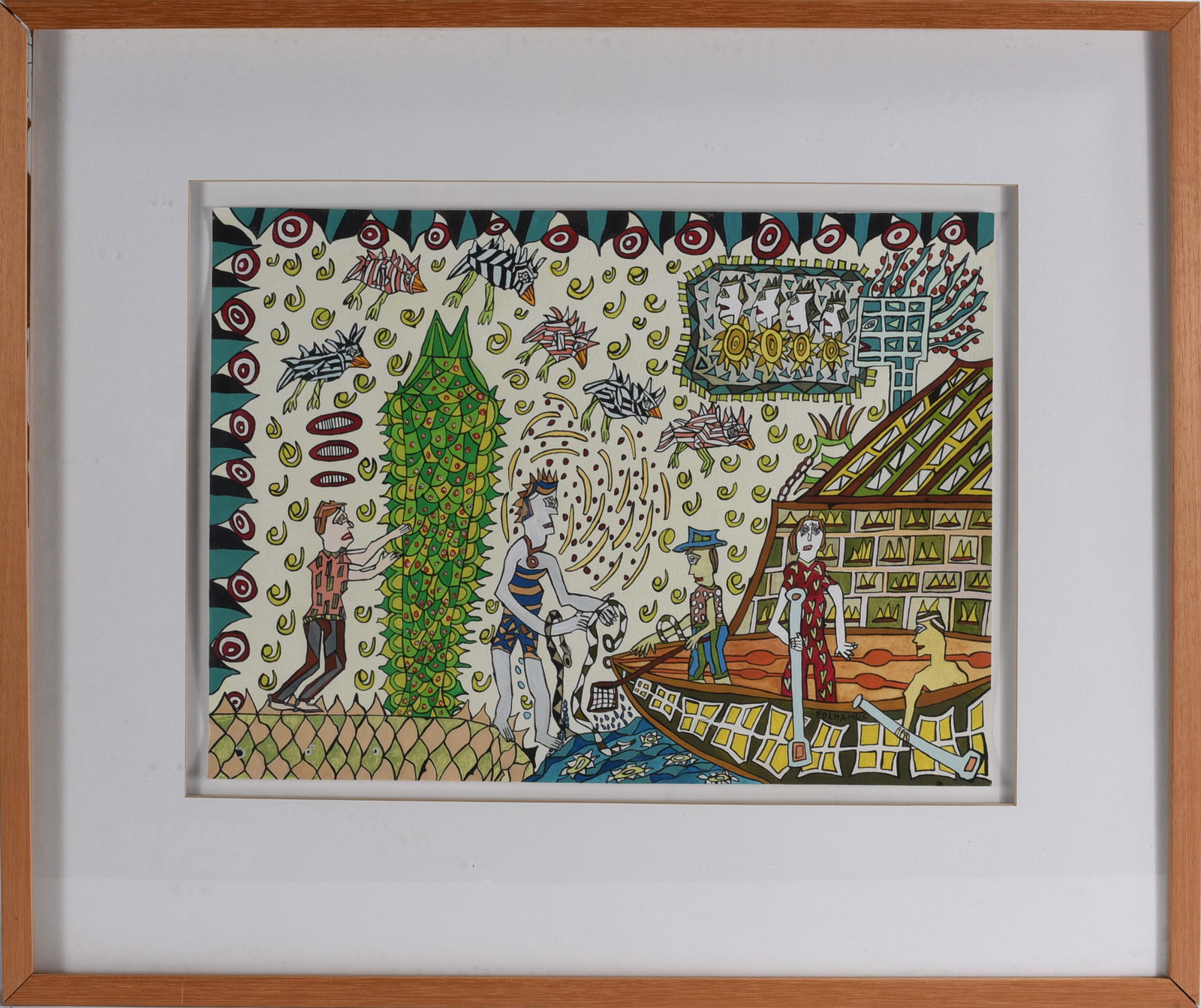 Melissa Polhamus Folk Art Drawing: Drawing by Melissa Polhamus (b. 1957) American folk artist.