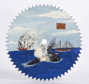 R. Hadgkiss Folk Painting on Saw Blade