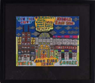 Folk Art Drawing on Paper by Adam Hines