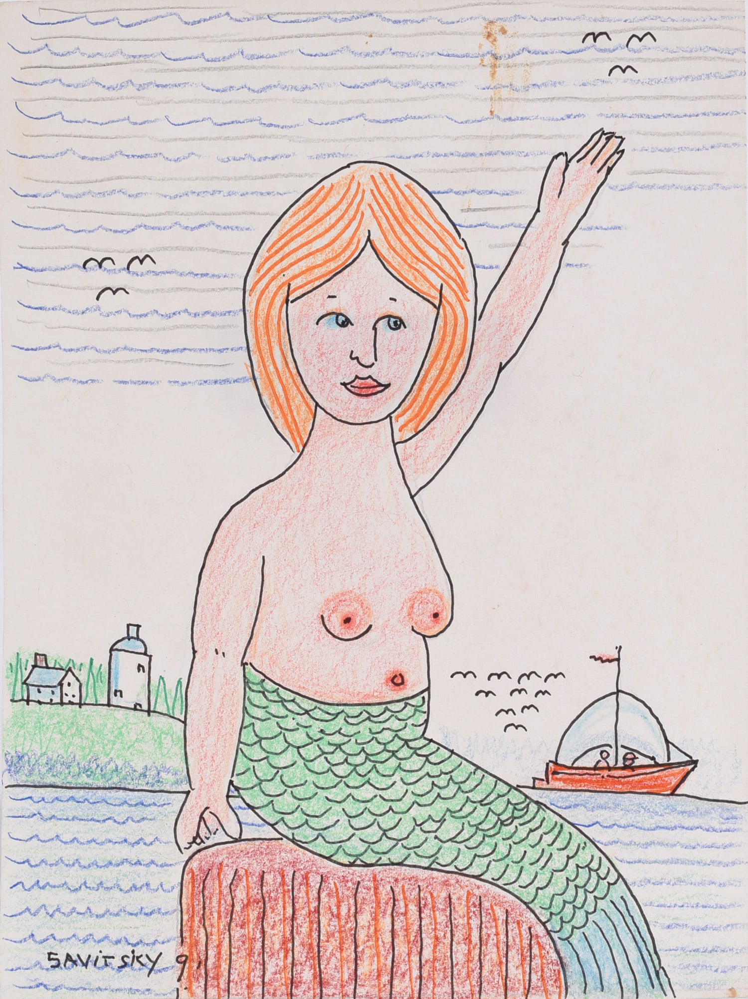 Jack Savitsky Folk Art Drawing (1 of 2)