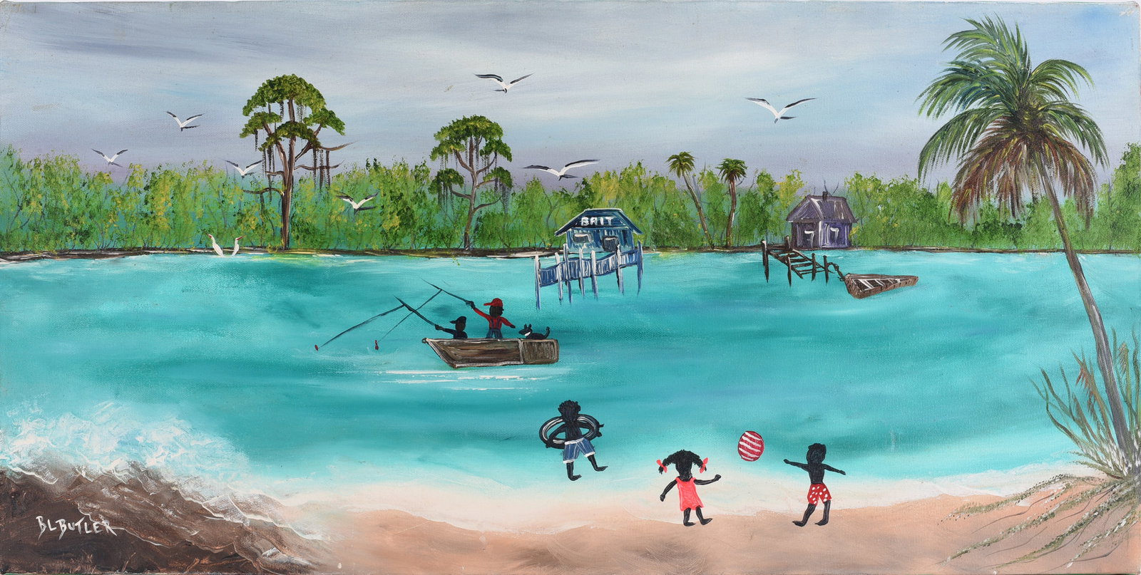 BL Butler Folk Painting: Painting by B.L. Butler who was mentored by Highwayman Richard Lewis.