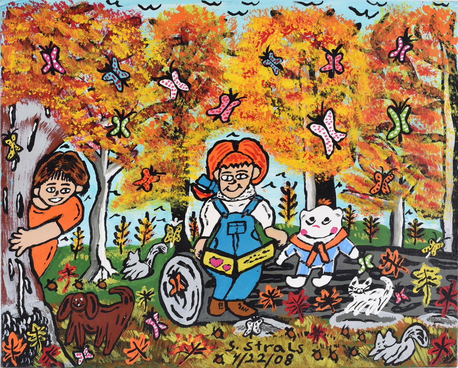Sarah Strals Folk Art Painting: Painting by American folk artist Sarah Strals.