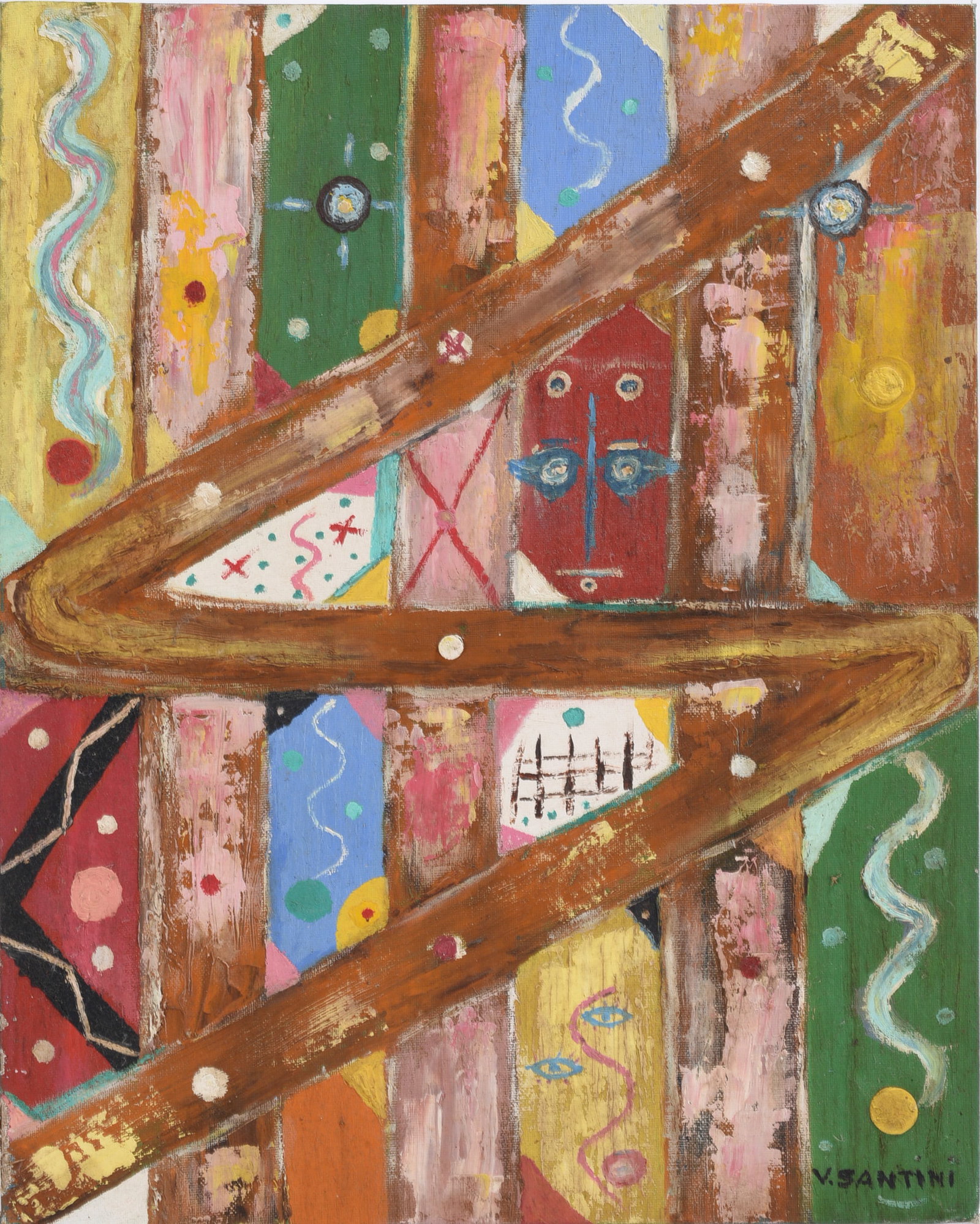 Vitoria Santini Painting: Painting by Vittorio Santini, American folk artist.