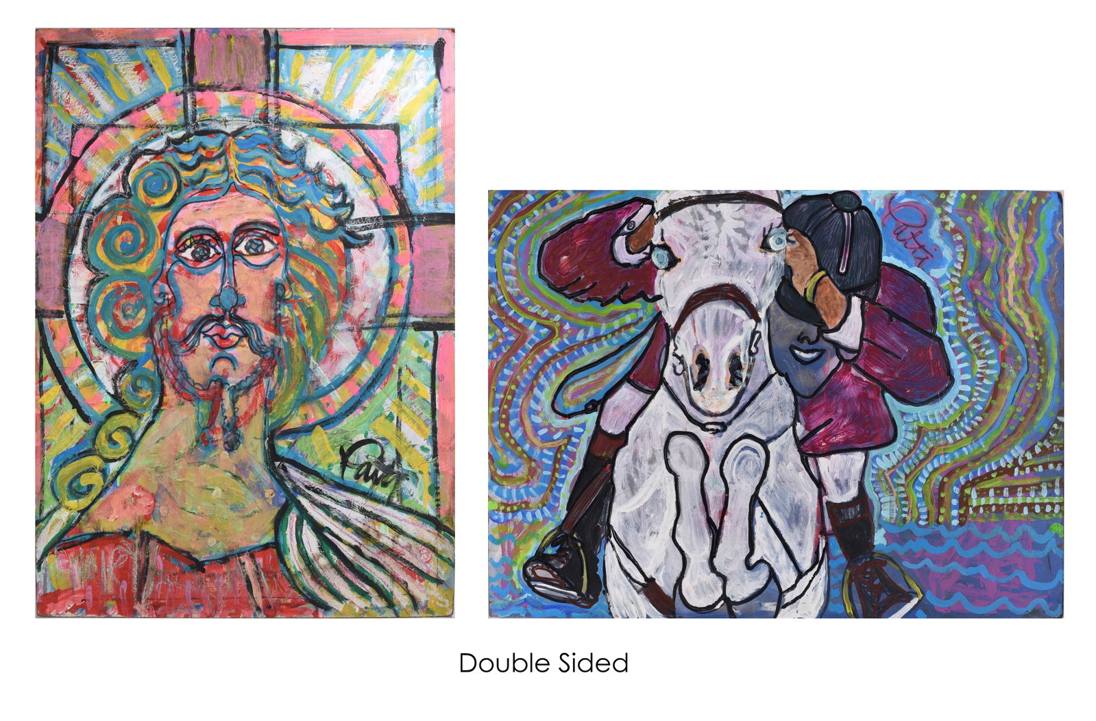 Patty Double Sided Painting: Double sided painting signed "Patti".