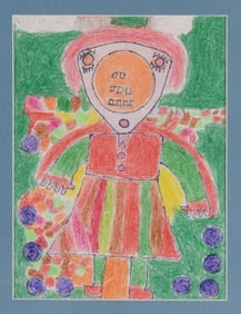 Mary Close Folk Art Drawing on Paper