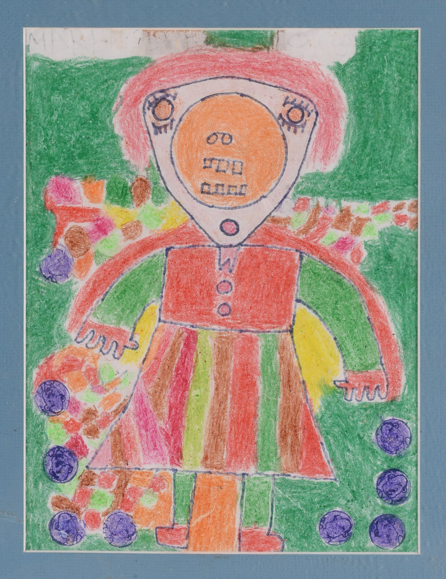 Mary Close Folk Art Drawing on Paper: colored pencil and marker on paper.