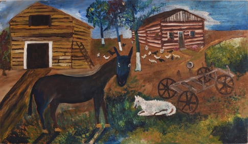 Folk Art Painting on Masonite Board