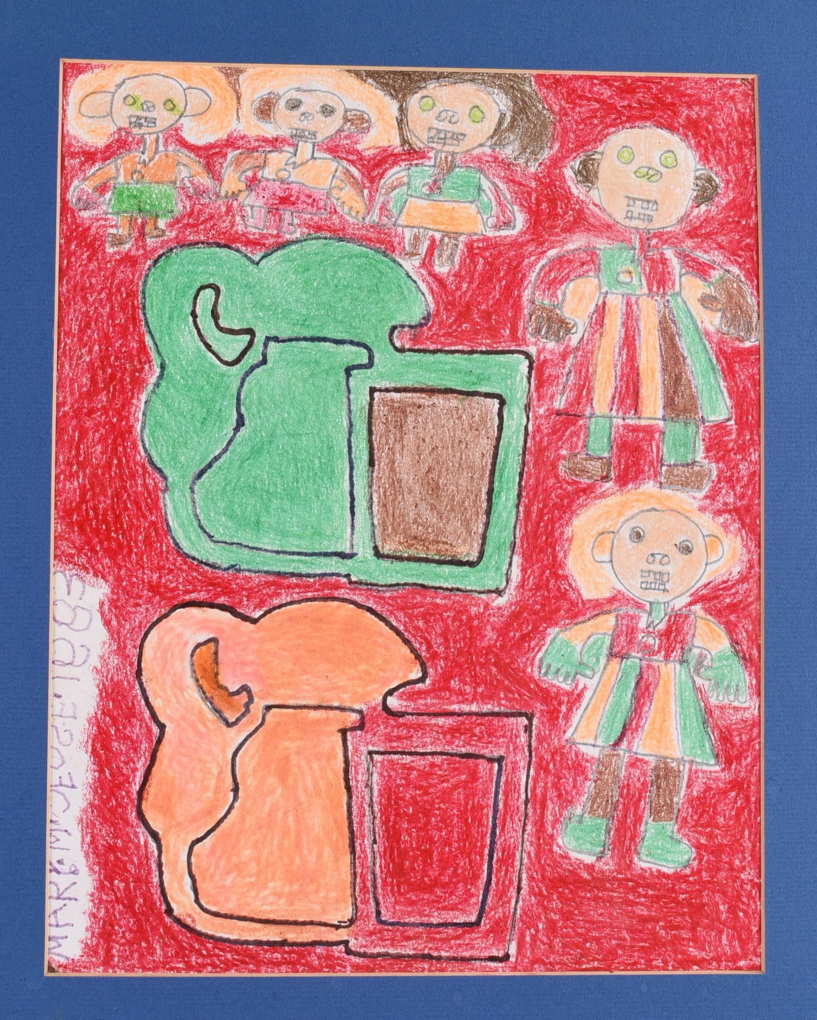 Raymond Diggs Close: signed left side. Crayon and other media on paper.