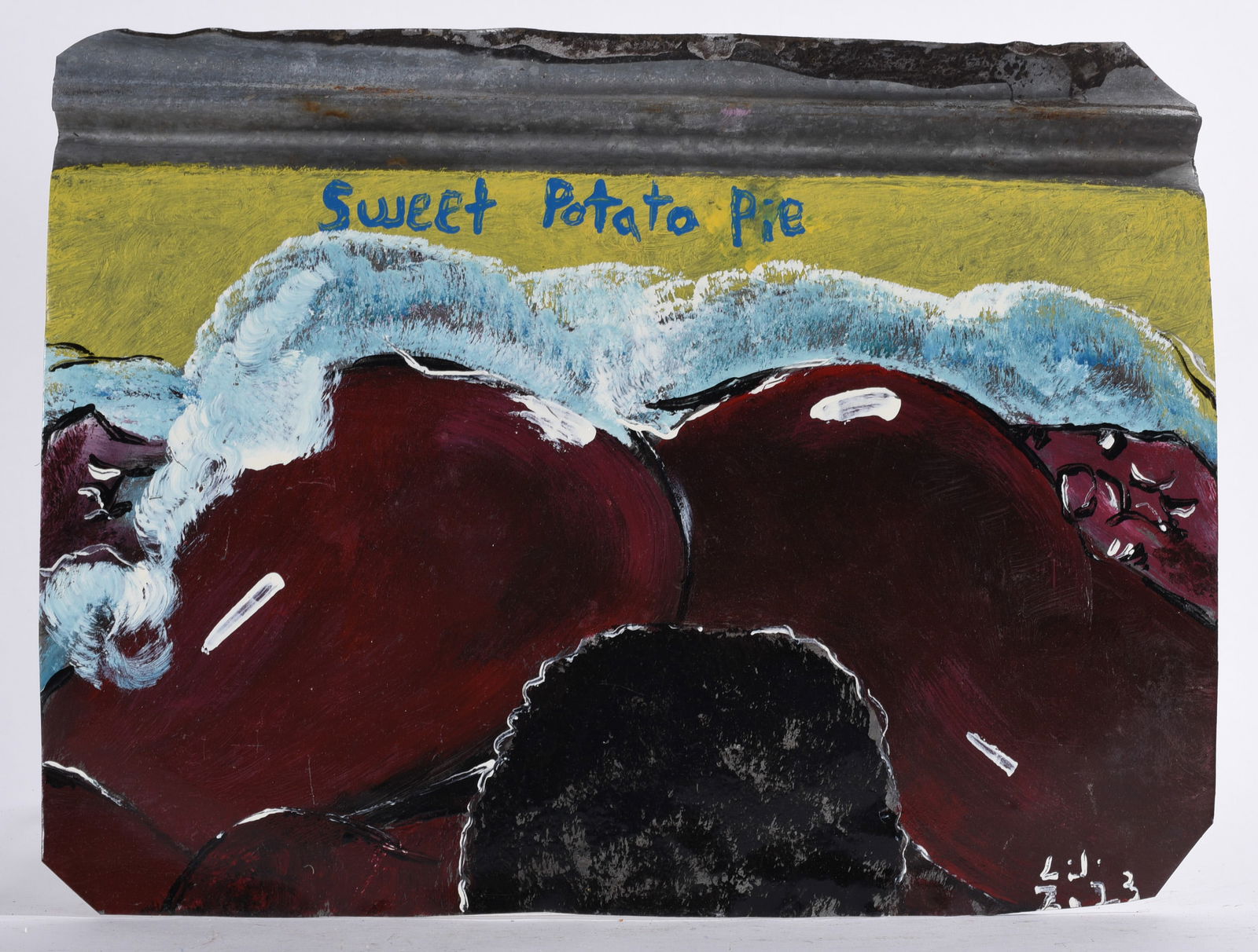 Leonard Jones Nude Painting: Leonard Jones is a Georgia self taught artist who paints primarely on roof tin. African American.