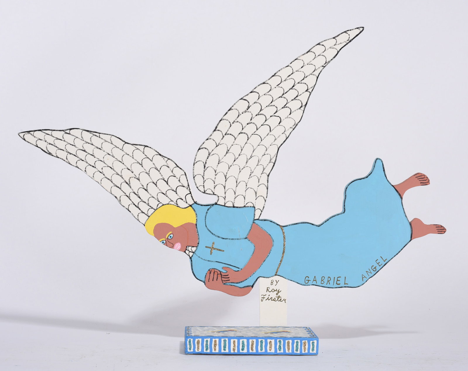 Roy Finster Folk Art Cut Out: cut wood and paint, signed.