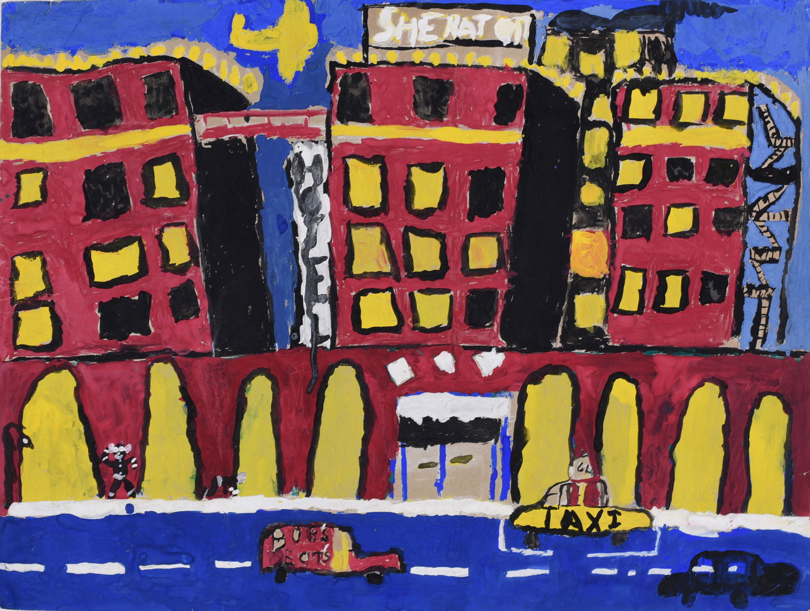 Self Taught Visionary Artwork: paint on paper, not signed.