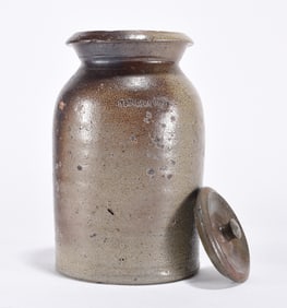 JD Craven Signed Salt Glaze Canning Jar ca. 1860