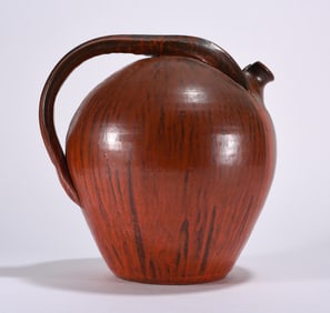 Carolina Craft Chrome Red Pottery Jug