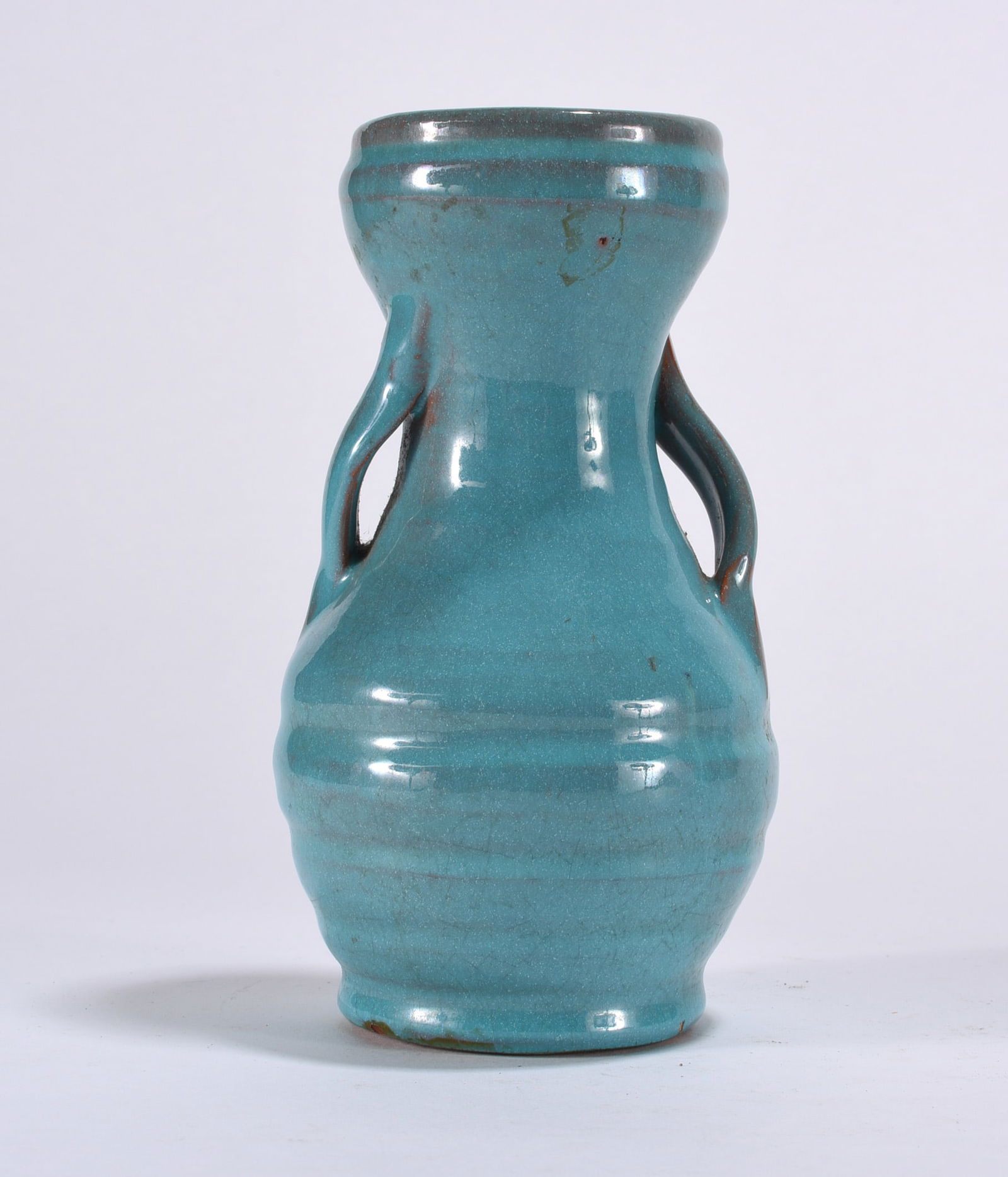 North Carolina Blue Signed Pottery Vase: Blue vase. Signed at base.