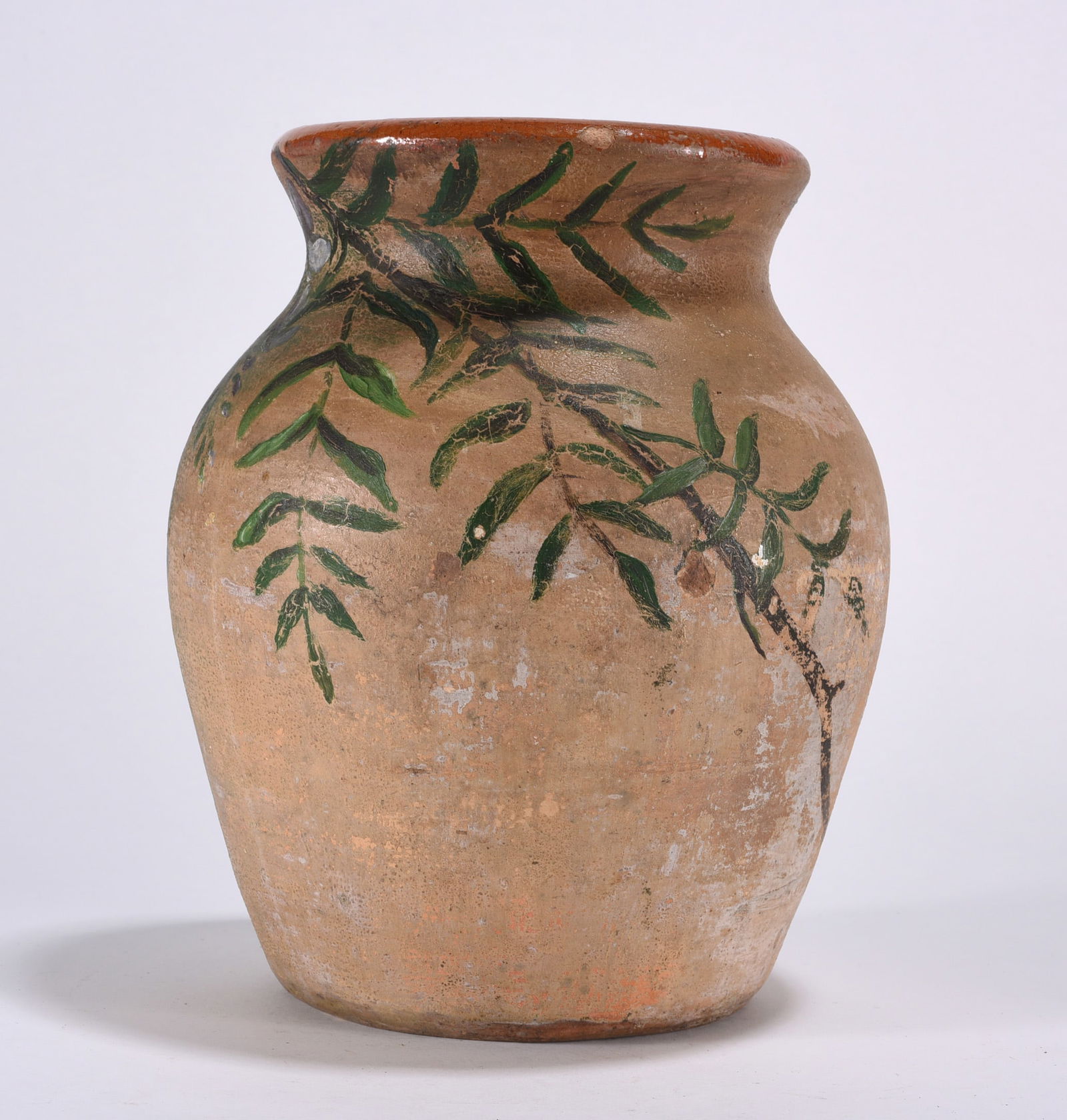 Decorated Pottery Jar: Handpainted decorated pottery jar.