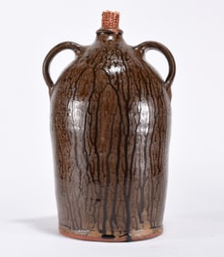 Signed Double Handle Pottery Jug