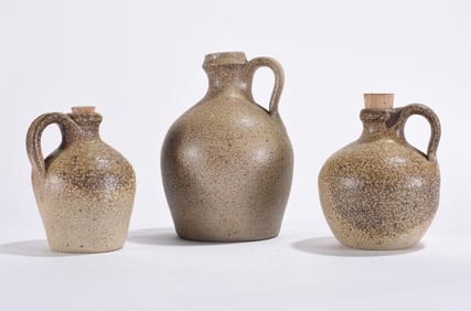 Signed Group of 3 Pottery Jugs