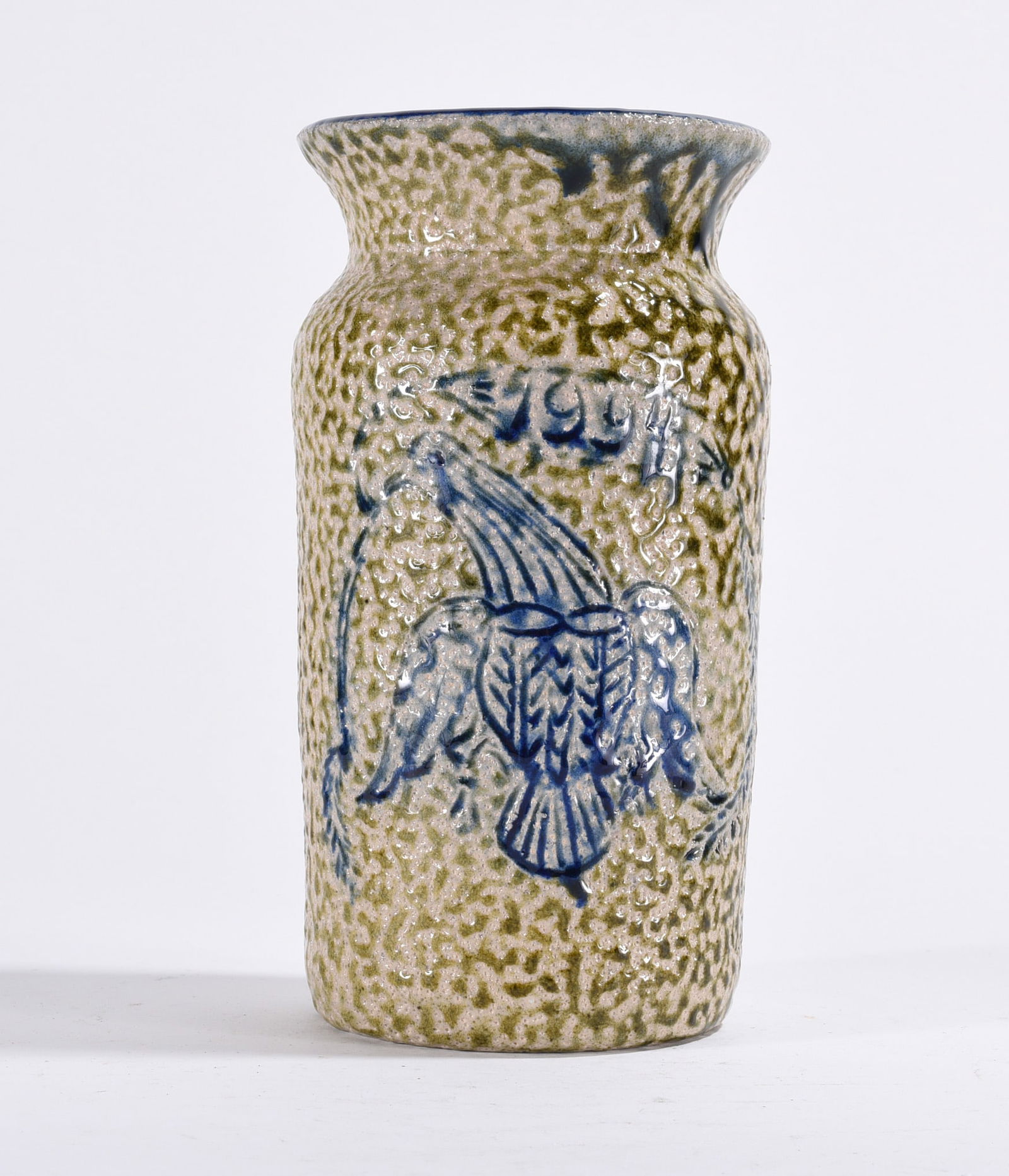 Pottery Jar with American Eagle - Signed: Pottery jar, with 1994 and American Eagle in blue. Signed on bottom.