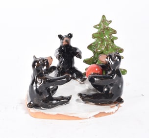 Lynn Bailey Pottery Christmas Bear Figural