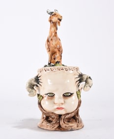 Stacy Lambert Goat Baby Doll Face Vase