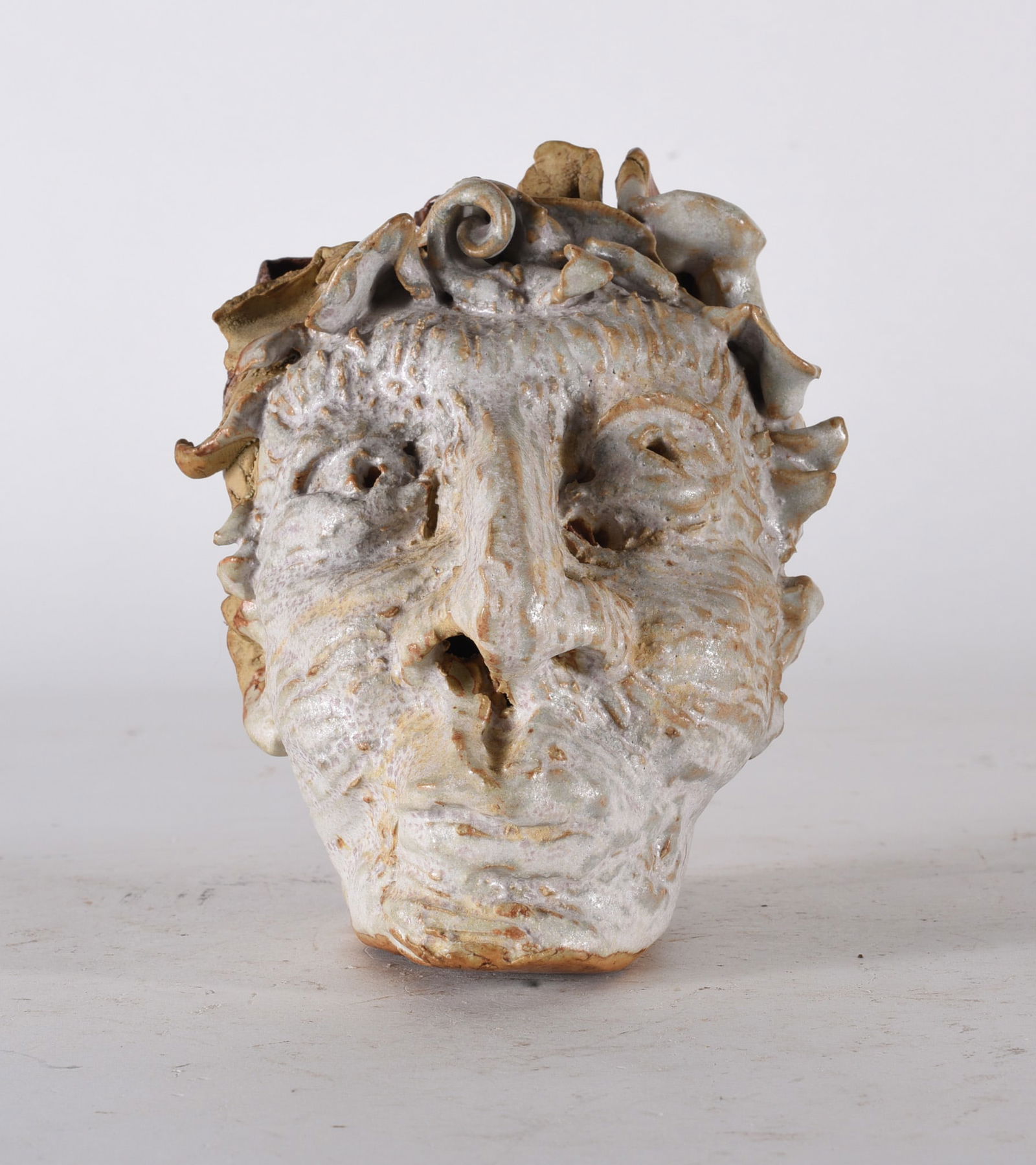 Folk Pottery Figural Head (1 of 3)
