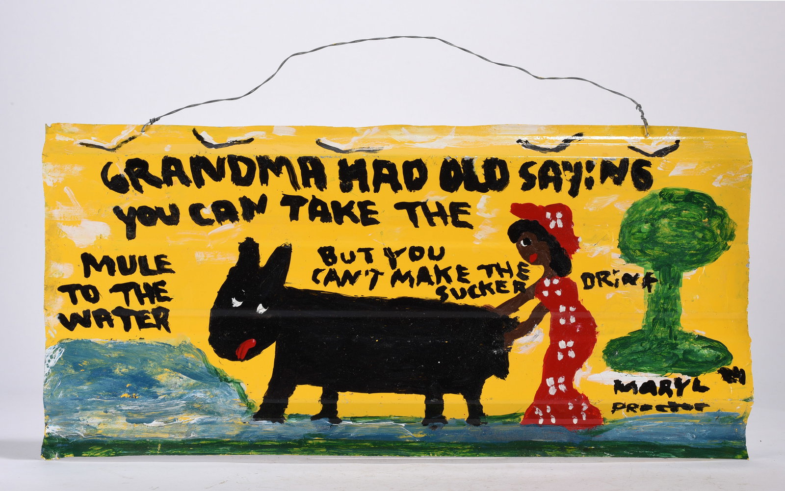 Mary Proctor Folk Art Painting: Mary Proctor Folk Art Painting. Folk artist living in FL. Mary has a folk art garden at her home and paints mostly on roof tin, doors, and wood.