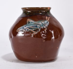 Studio Pottery Grass Hopper Vase