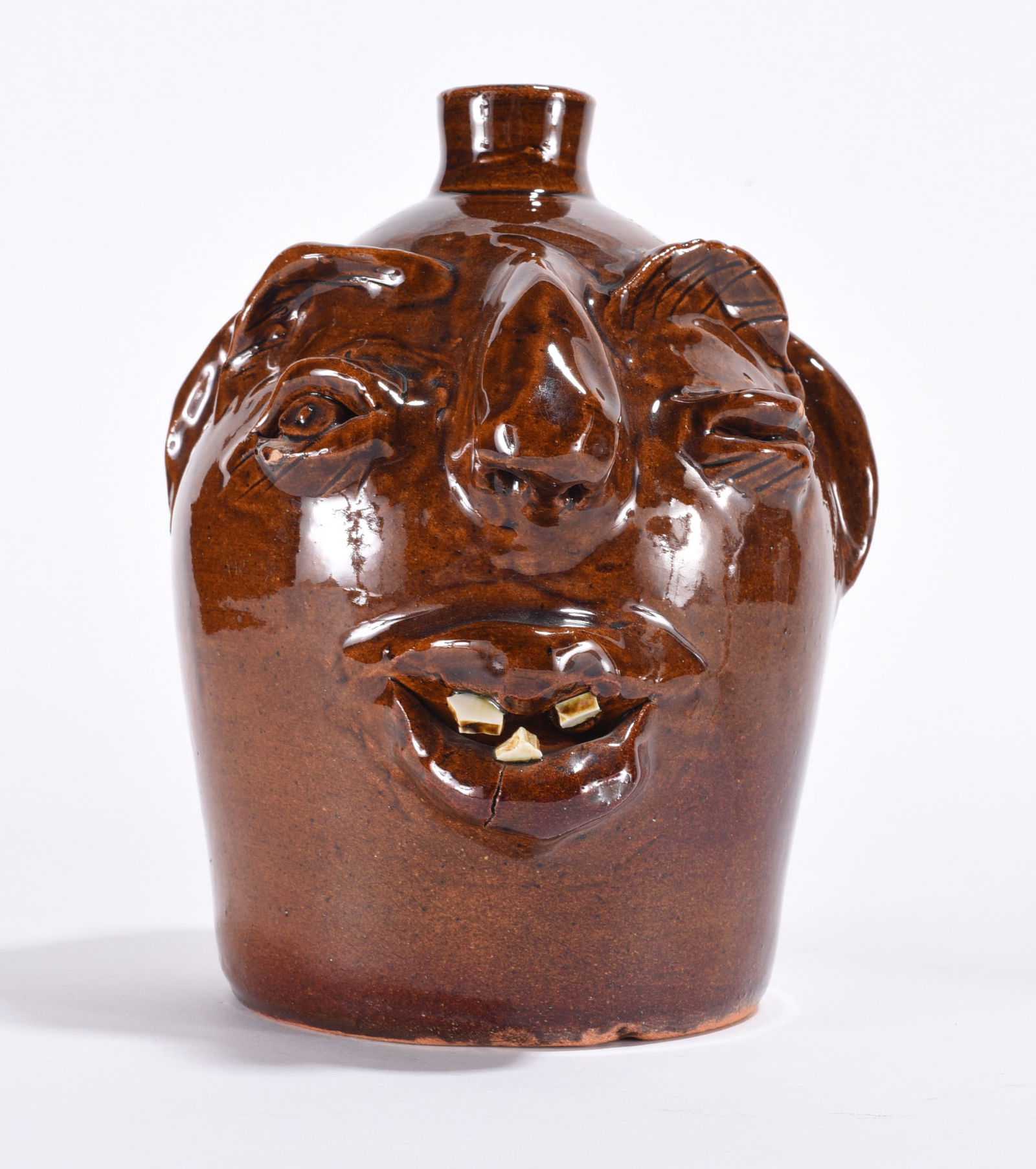Brown Pottery Face Jug (1 of 3)