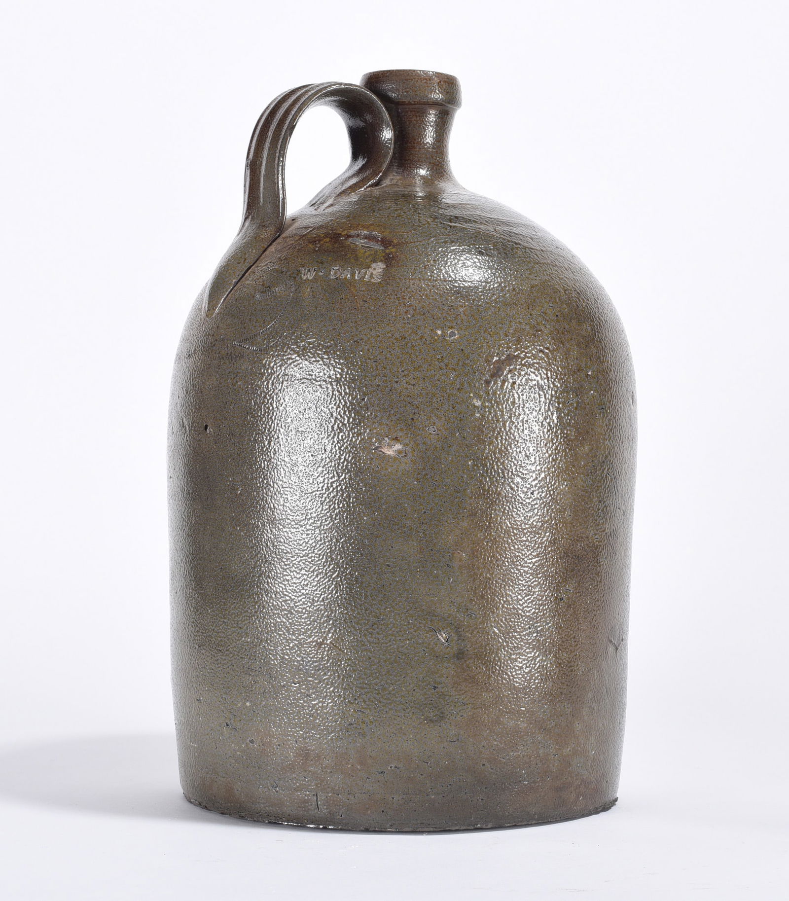 W. Davis Signed North Carolina Salt Glaze Jug: W. Davis Signed North Carolina Salt Glaze Jug