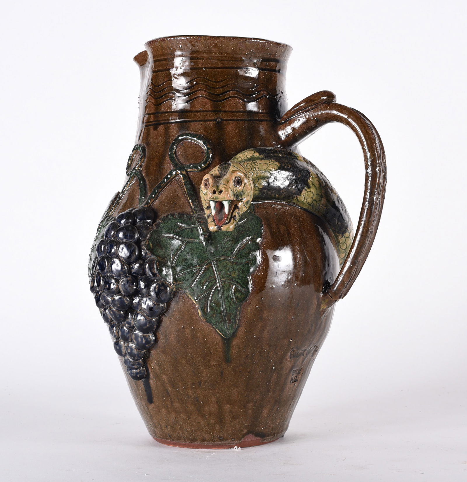 Albert Hodge Large Decorated Pitcher (damage to handle) (1 of 4)