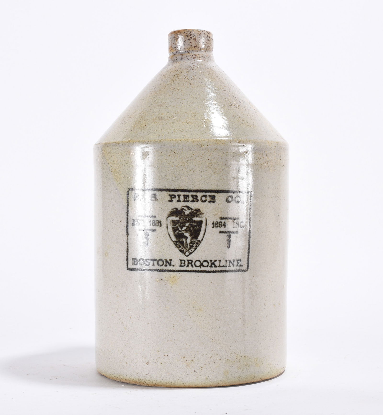 BS Pierce Co. Boston Brookline Advertising Stoneware Jug (1 of 5)
