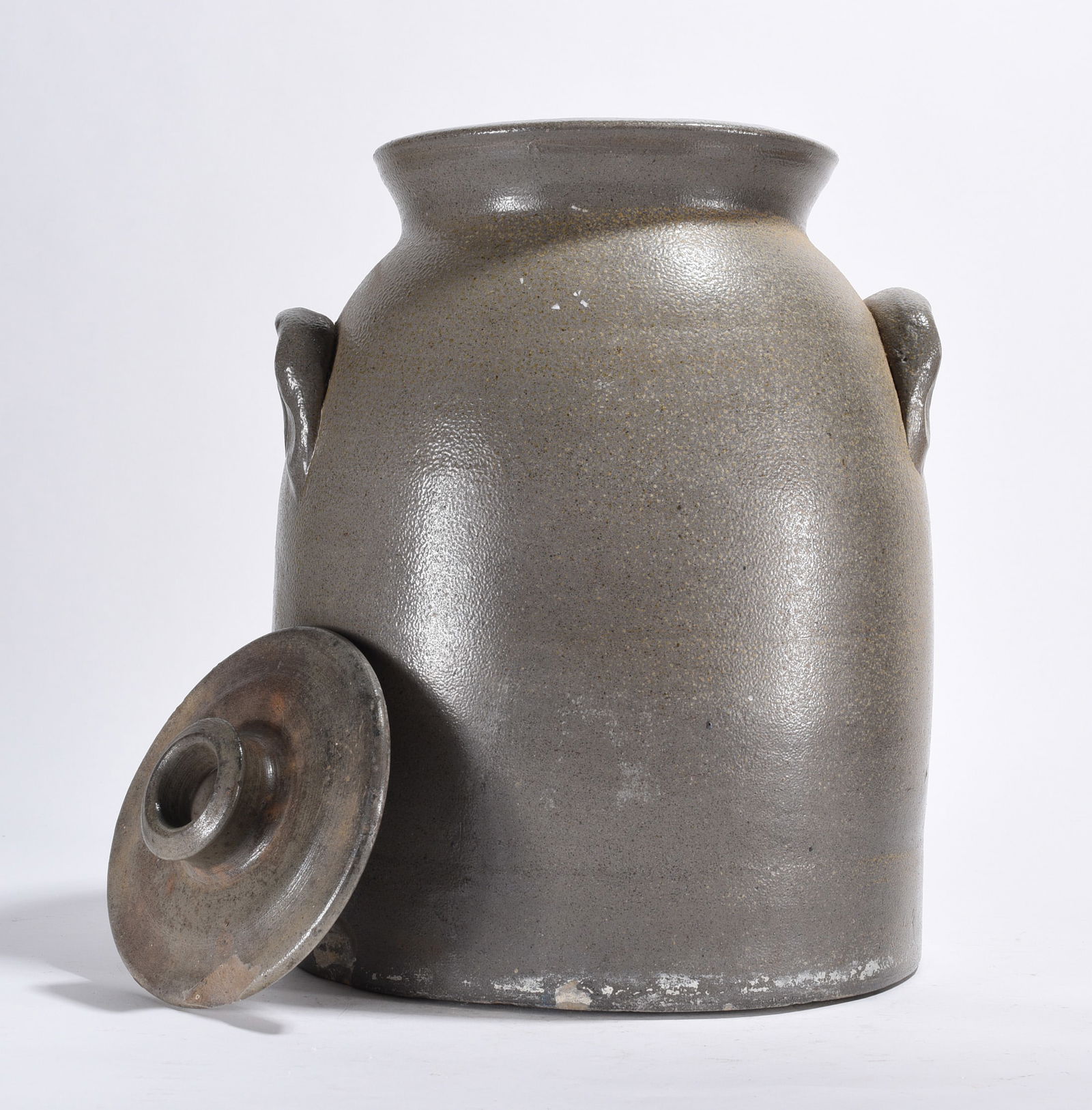 RARE Alamance County Salt Glaze Churn w/ Lid ca. 1850 Att. to Loy (1 of 4)