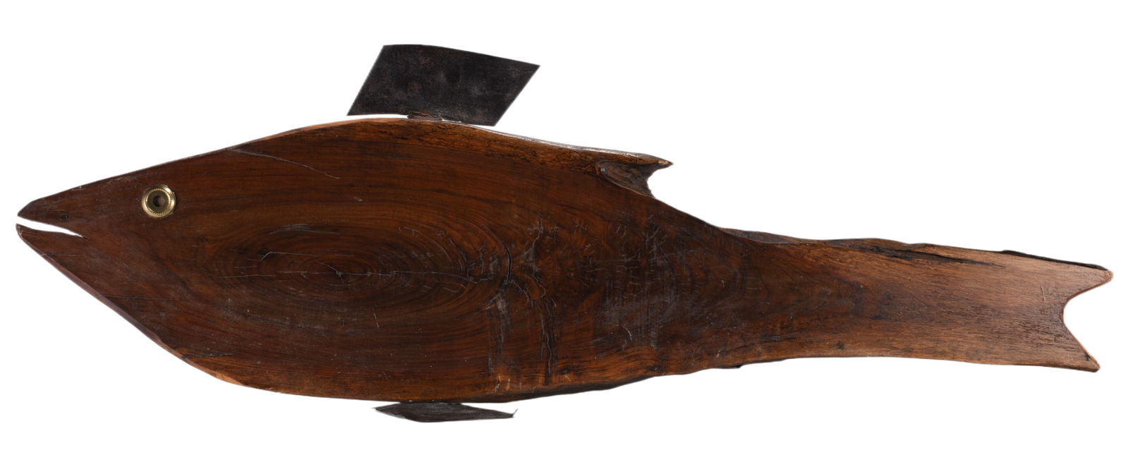 Folk Art Wooden Fish with Tin: Folk Art Wooden Fish with Tin