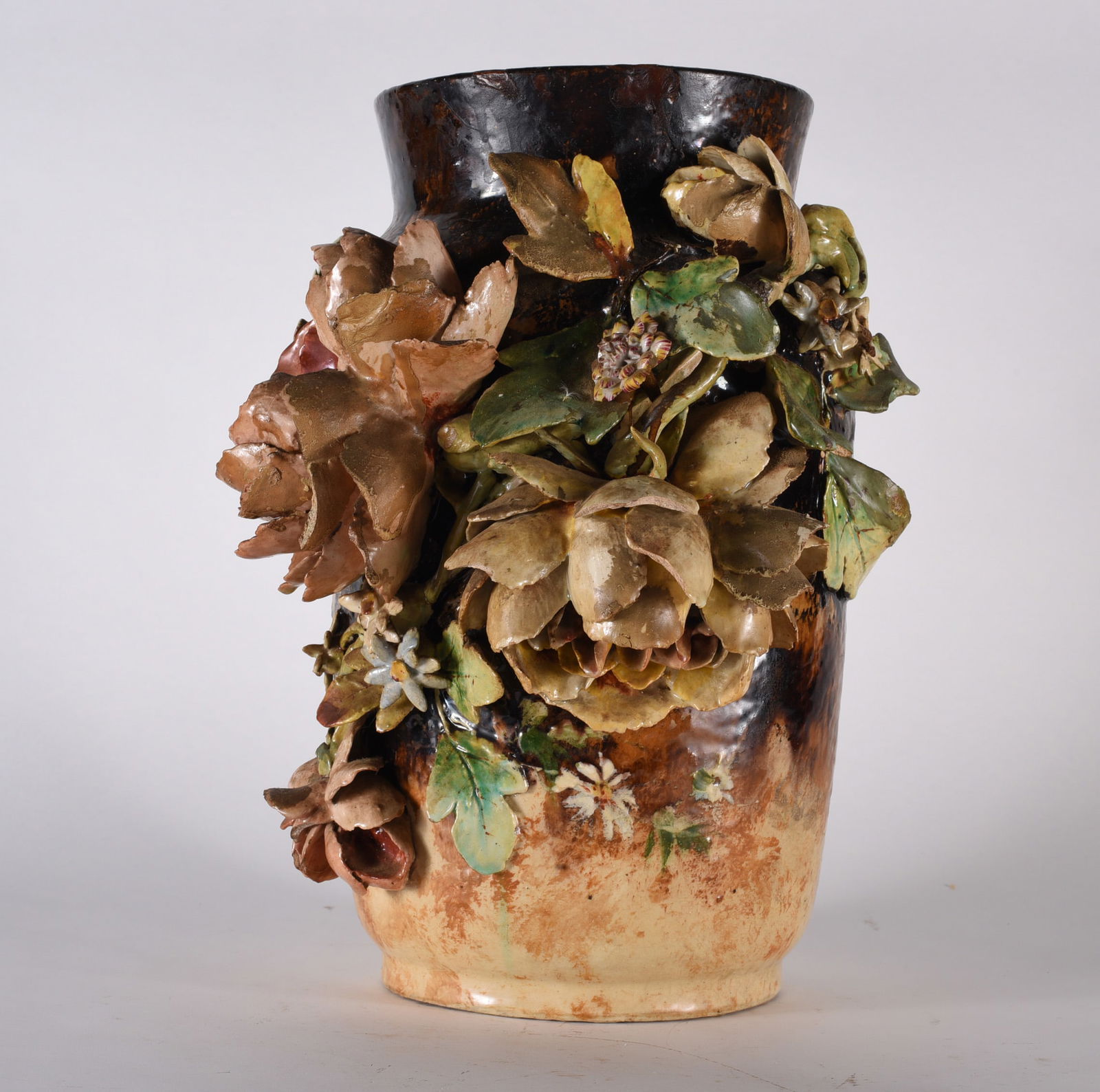 Large Decorated Pottery Vase ca. 1900-1950: Large Decorated Pottery Vase ca. 1900-1951