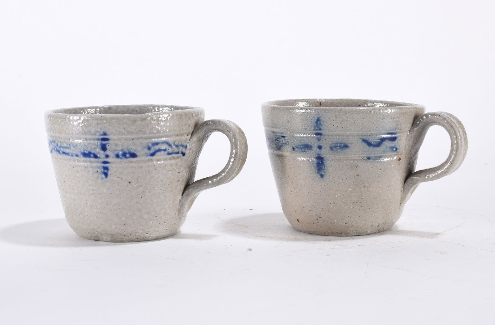 Jugtown Pottery Salt Glaze Blue Decorated Mugs (1 of 3)