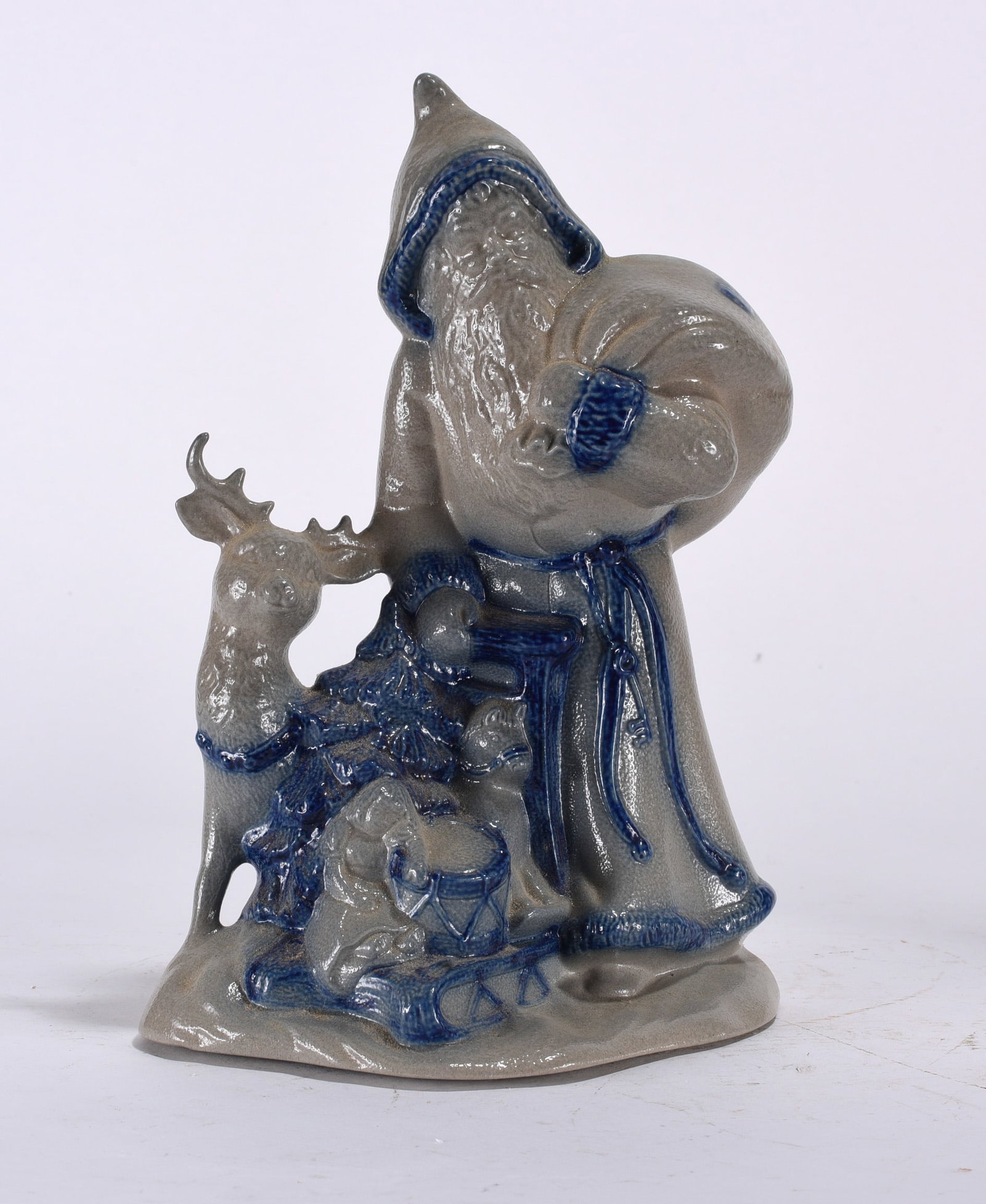 Blue And Grey Pottery Molded Santa Clause dated 1992 (1 of 3)