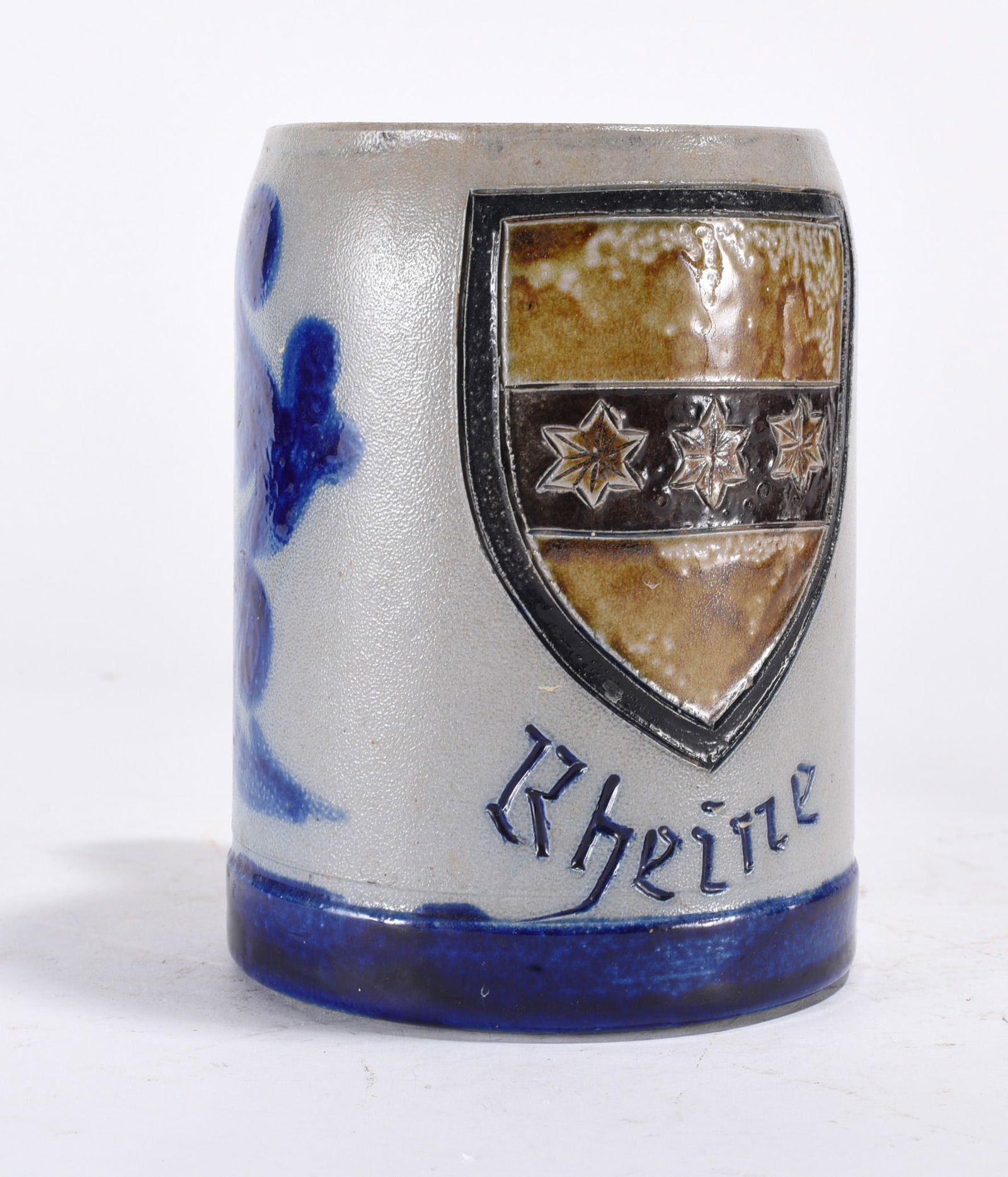 German Stoneware Blue Decorated Mug (1 of 3)