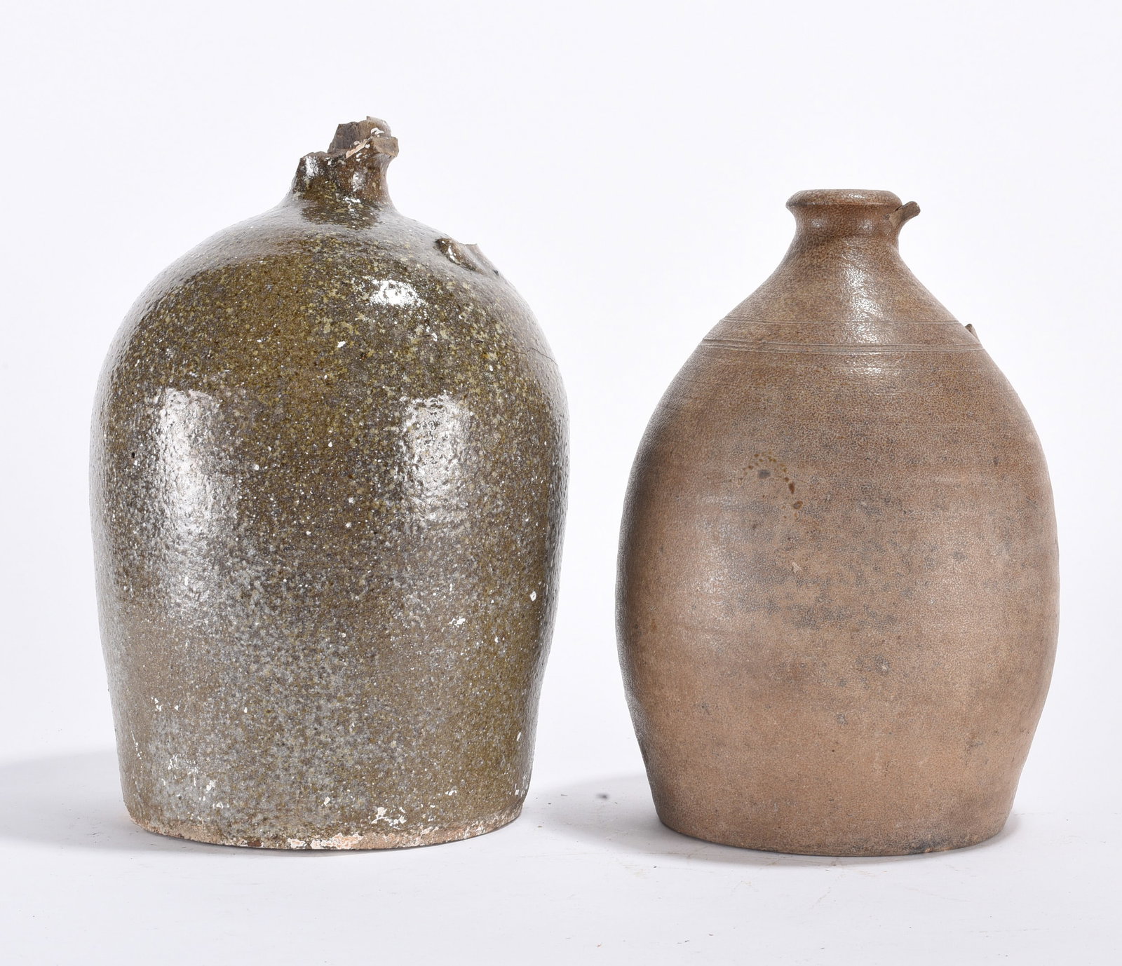 Piedmont NC Pottery Jug and Catawba Valley Jug ca. 1860 (1 of 3)