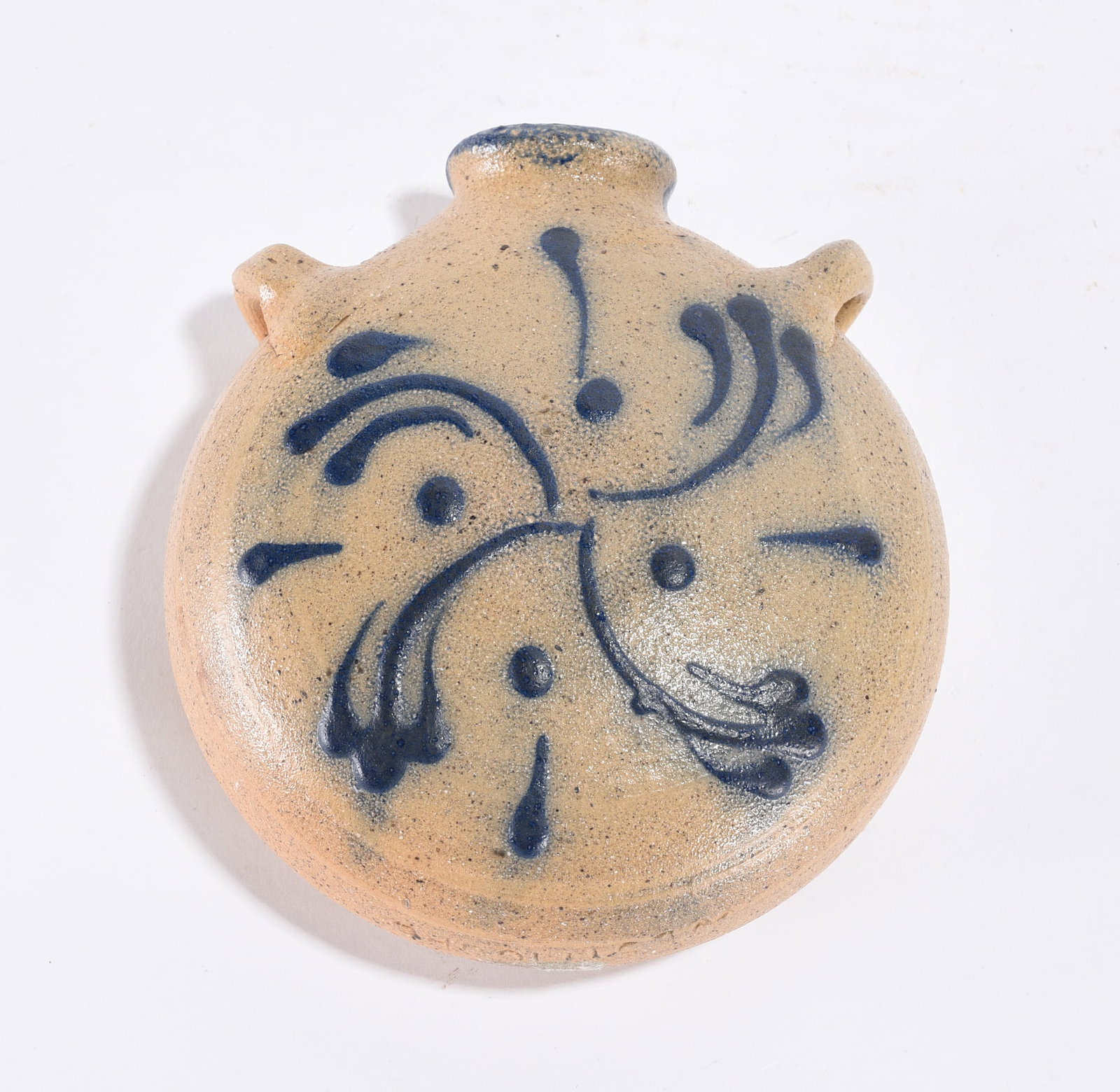 Miniature Stoneware Decorated Flask Age Uknown (1 of 2)