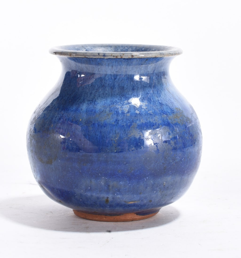 Miniature Pottery Blue Vase (1 of 3)