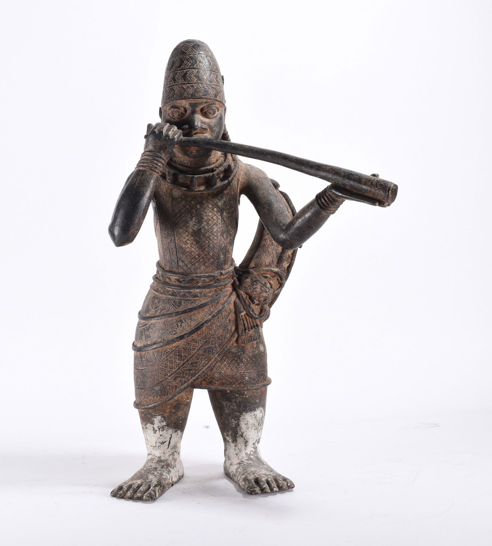 18th Century Benin Bronze Horn Blower (1 of 3)