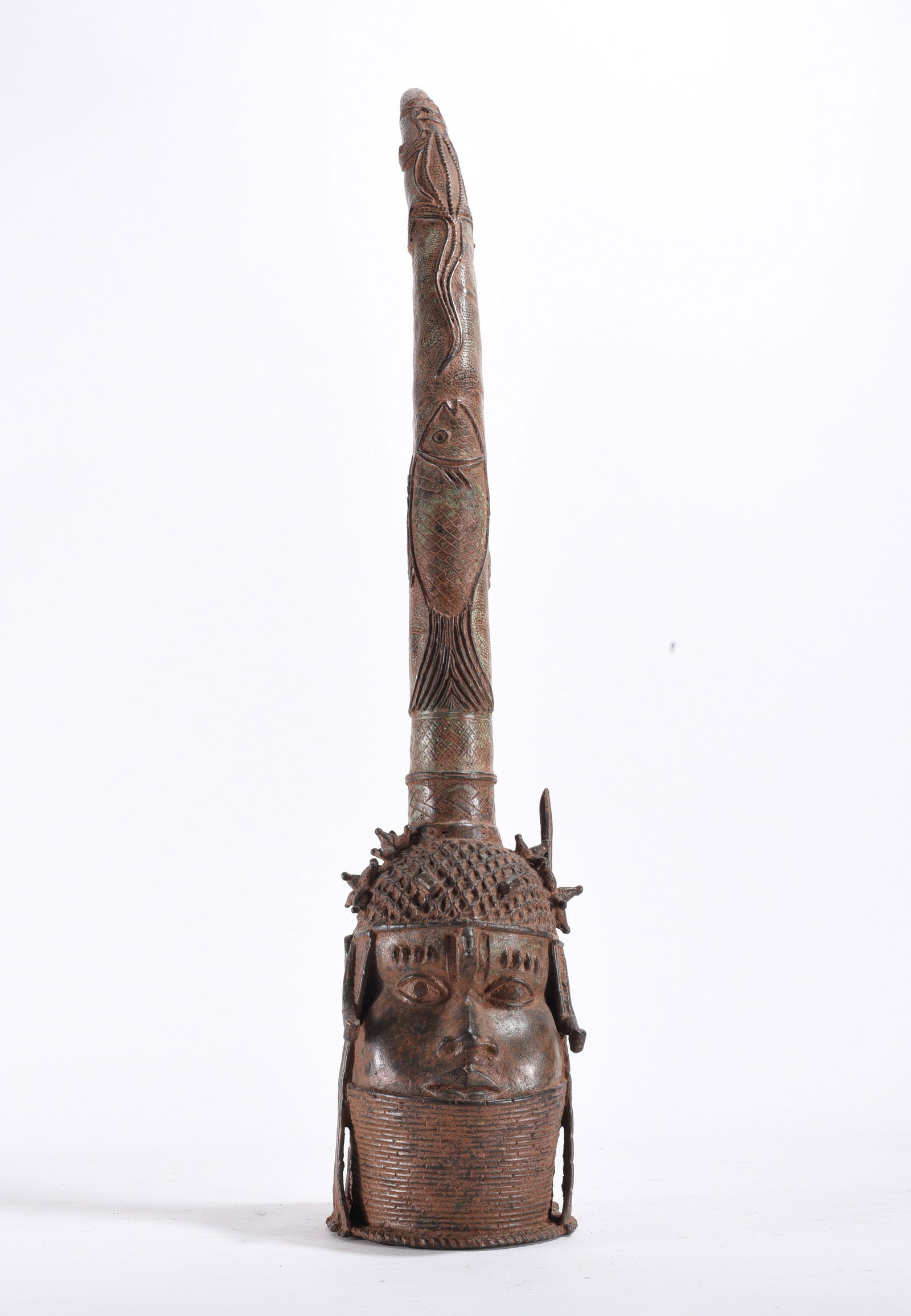 18th Century Benin Kingdom Bronze Alter Head (1 of 4)