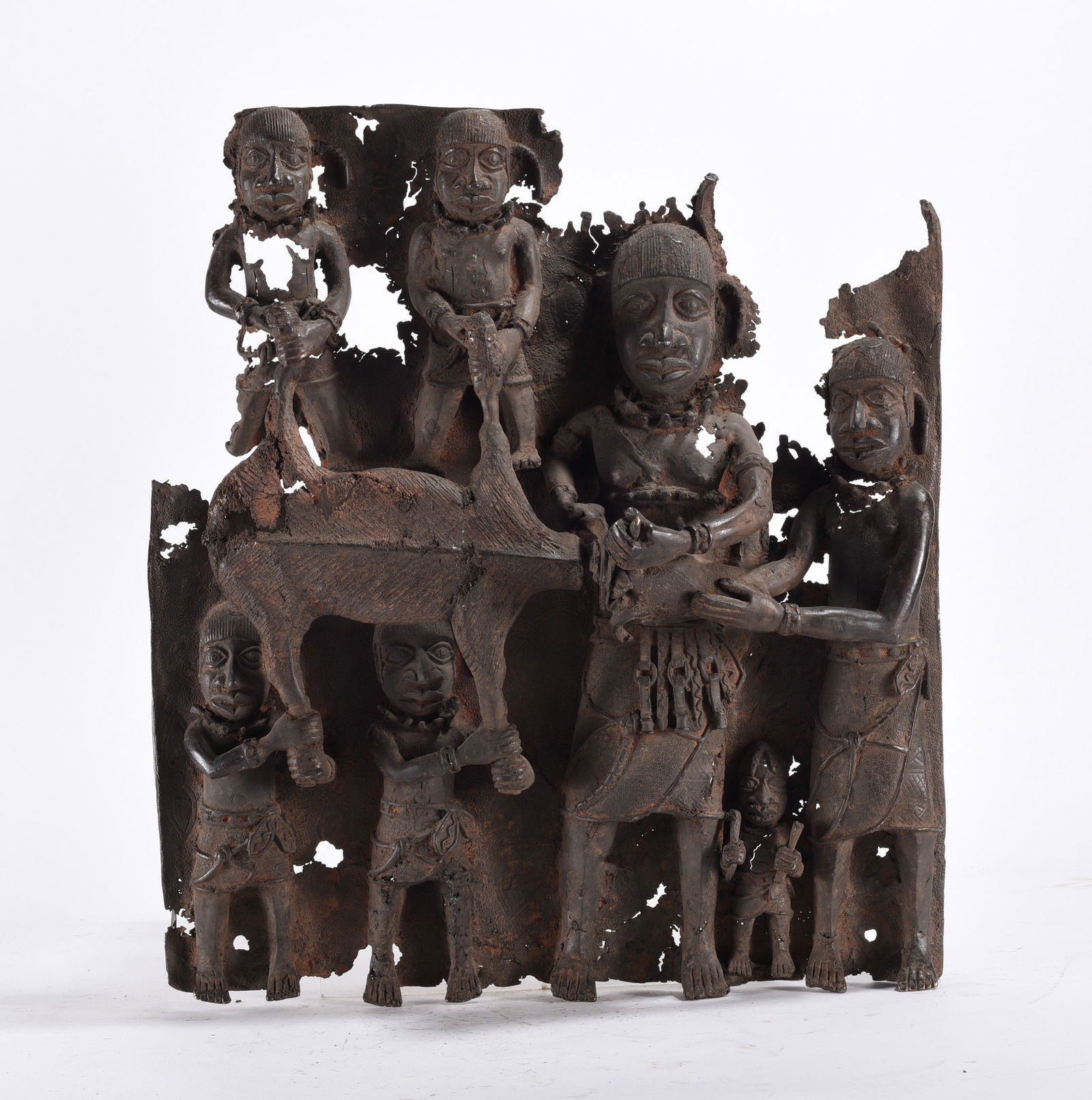 17th Century Benin Kingdom Bronze Plaque: plaque from the Banin Empire. Originally, approximately 900 of these plaques adorned the pillars of the Royal Palace of the Oba in Benin City.