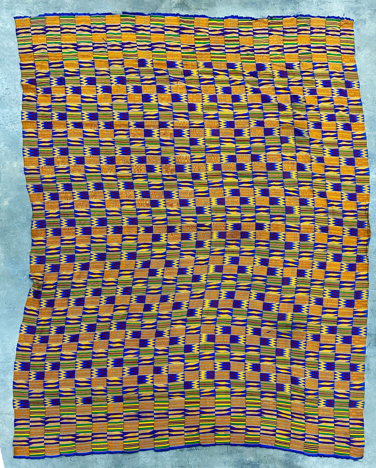 Antique Ghanaian Kente Cloth: A traditional handwoven textile originating from the Ewe people of Ghana and Togo. size 121" x 83"